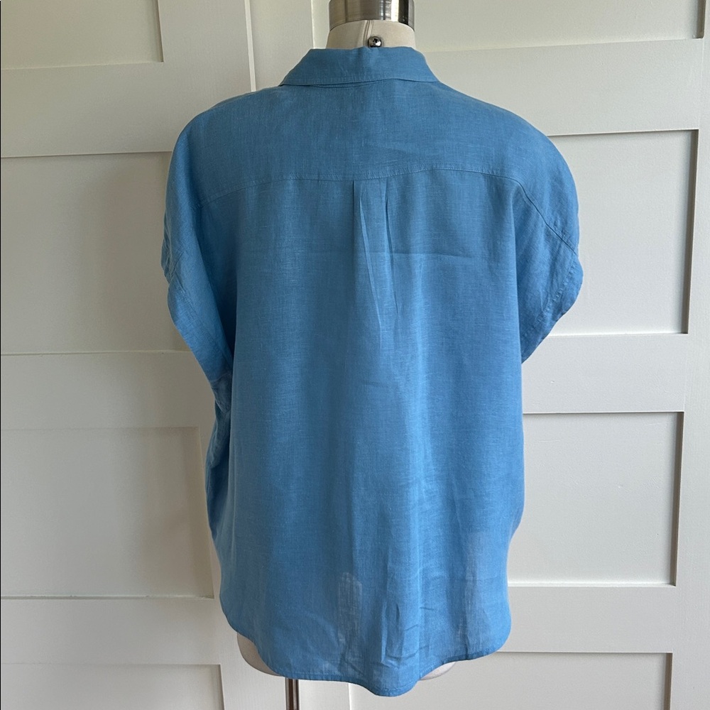 Apiece Apart- Sollar button up linen top in Robin Blue - Picture 7 of 9